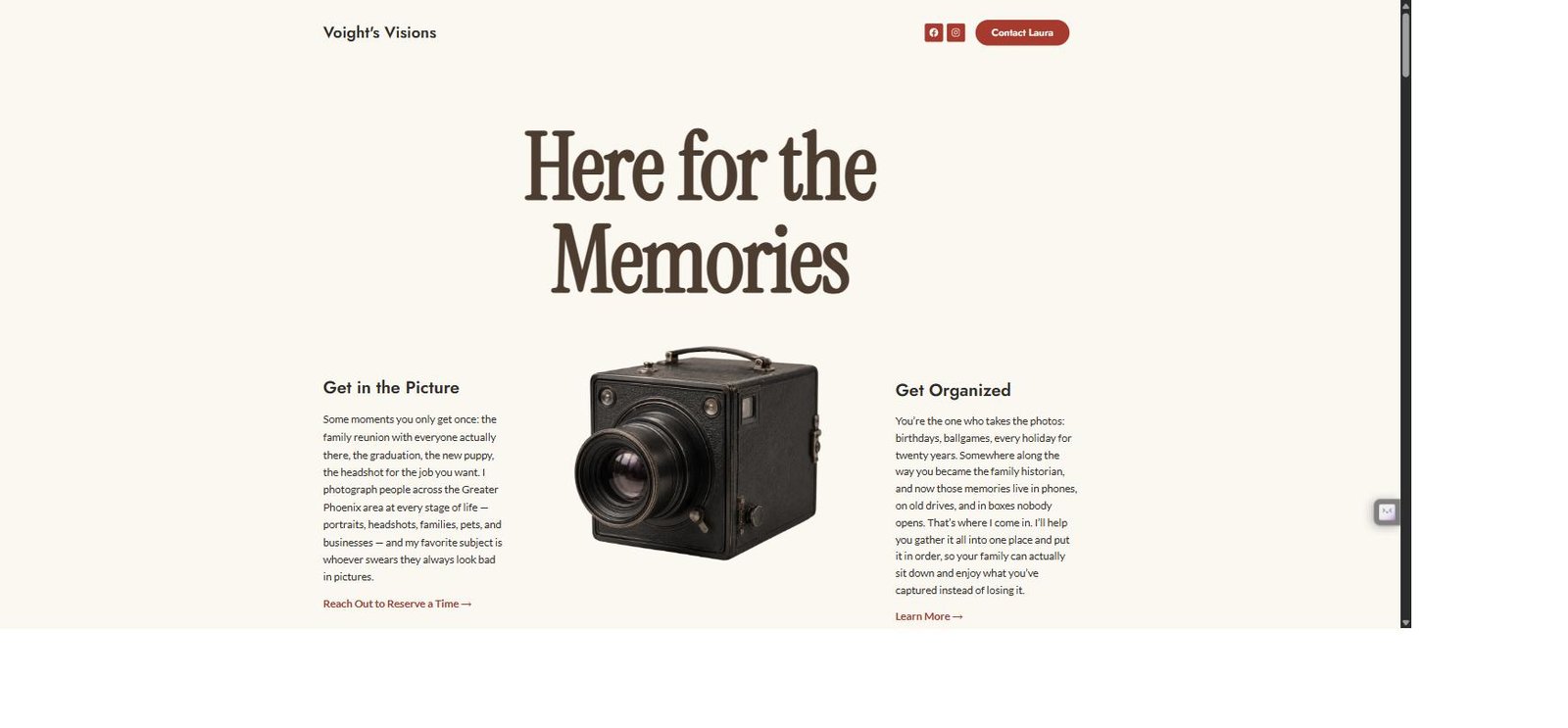 Voight’s Visions website homepage